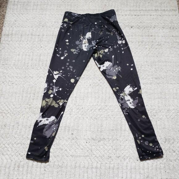 Justice Black and Gold White Splatter Print Leggings Size L 12-14 - Picture 4 of 12